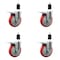 Service Caster 5'' SS Red Poly Swivel 1-1/2'' Expanding Stem Caster Set Total Lock Brake, 4PK SCC-SSEXTTL20S514-PPUB-RED-112-4 - alternate 1